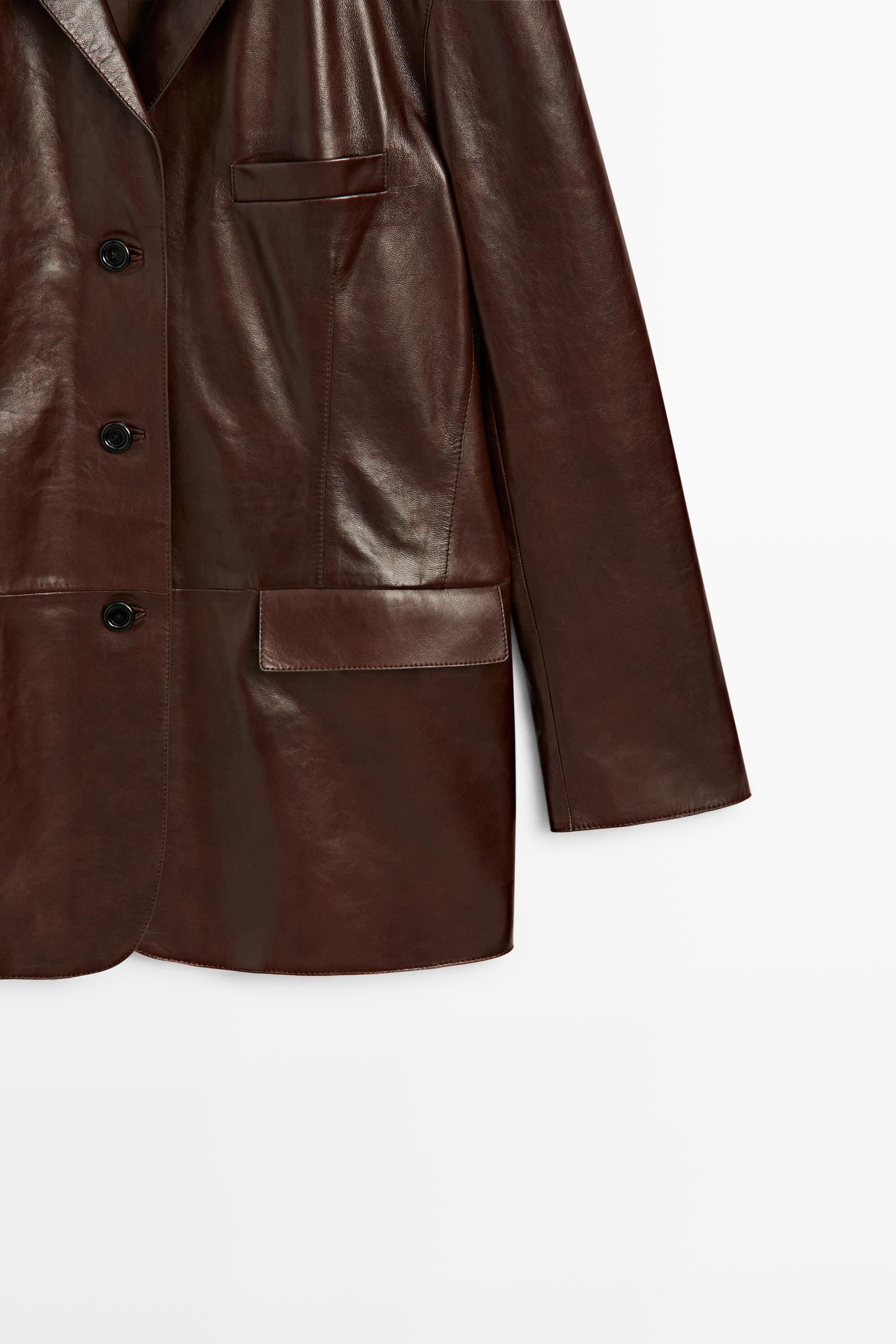 Nappa leather blazer with pocket detail